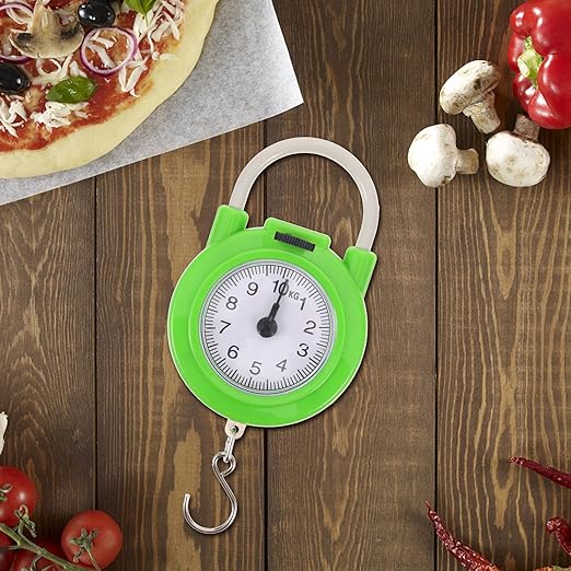 Portable Travel Luggage Scale with Hook, High Precision Small Spring Suitcase Weight Scale in Fluorescent Green for Handheld and Household Use