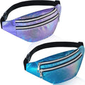 Frienda 2 Pieces Holographic Fanny Pack for Women Colorful Sport Waist Bag Pack