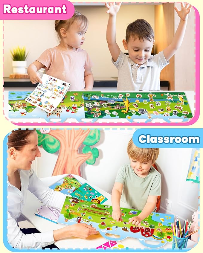 Walenced Reusable Sticker Book for Toddlers, Stickers for Kids, Toddler Sticker Book, Toddler Craft Activities, Toddler Travel Toys Boy Girl Birthday Gifts