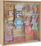 Horizon Group USA Bluey Magnetic Wooden Playhouse, 18 Piece Activity Set, Includes 2 Wooden Dolls House, Great Toys for Kids, Fun Birthday Party Activity, House Playset