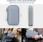 FYY Electronic Organizer, Travel Cable Organizer Bag Pouch Electronic Accessories Carry Case Portable Waterproof Double Layers Storage Bag for Cable, Charger, Phone, Earphone, Medium Size, Light Grey