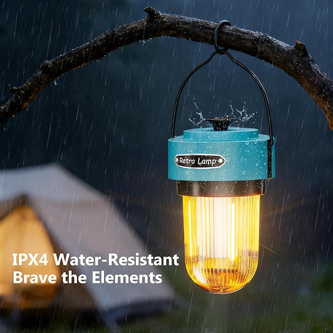 HOMY Rechargeable Camping Lantern, USB-C Dimmable Warm Light, IPX4 Waterproof, Emergency Lantern for Power Outages, Camping, Hiking