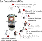 AMT 9.5 oz Coffee Maker, Phin Filter with Cork, 2-3 Servings, Screw Down Coffee Dripper for Vietnamese Style Coffee at Home or Office