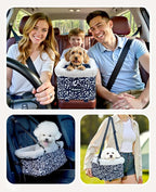 BurgeonNest Center Console Dog Car Seat for Small Dogs, Puppy Cat Car Seat Booster with Soft Cushion Safety Belt, Seats Safe & Cozy Metal Frame Armrest Dog Booster Pet Under 11 lbs (Graffiti)