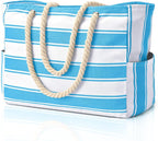 Becokan Beach Bags for Women Large Waterproof Beach Tote Bag Zipper Beach Bags Waterproof Sandproof Swim Pool Bag Large Tote