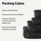 Amazon Essentials 4-Piece Space-Saving Packing Cubes Travel Accessories Set, Luggage Organizer with Double Zipper, Mesh Top, Small/Medium/Large/Slim, Black (Previously Amazon Basics)