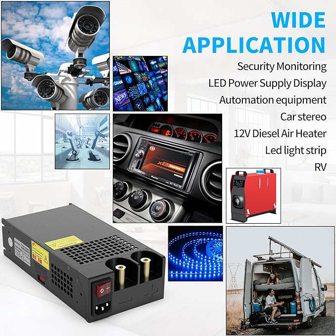AC to DC Converter 800W 66.7A, 12V Power Supply 110V AC to 12V DC Converter Adapter Switch Transformer for RV, Radio/Car Stereos, LED Strip, Travel, Computer Project, 3D Printer