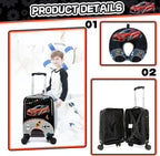 Kids Luggage Set 5 Piece 16'' Hardside Spinner Wheels Travel Suitcase Carry On Airline Approved Black Car