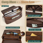 RAINSMORE Vintage Flap Messenger Bag for Men PU Leather Laptop Bag 15.6 Inch Mens Briefcase Waterproof Satchel Computer Bag