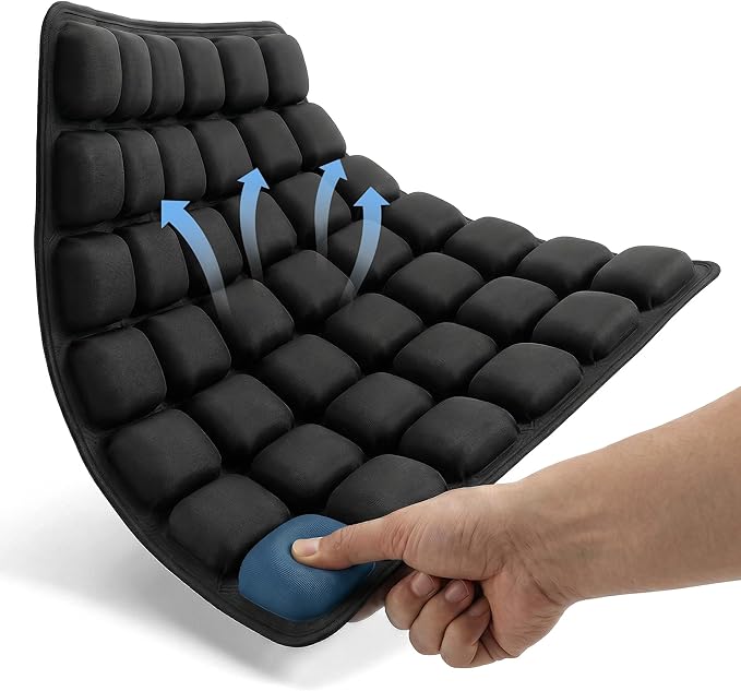 Starlo Travel Cushion Airplane Seat,Airplane Cushion for Long Flight,Press-Type Inflatable Wheelchair Seat Cushion,42 Airbags for Car,Office,Stadium,Ergonomic Comfort Support Pressure Relief-Black