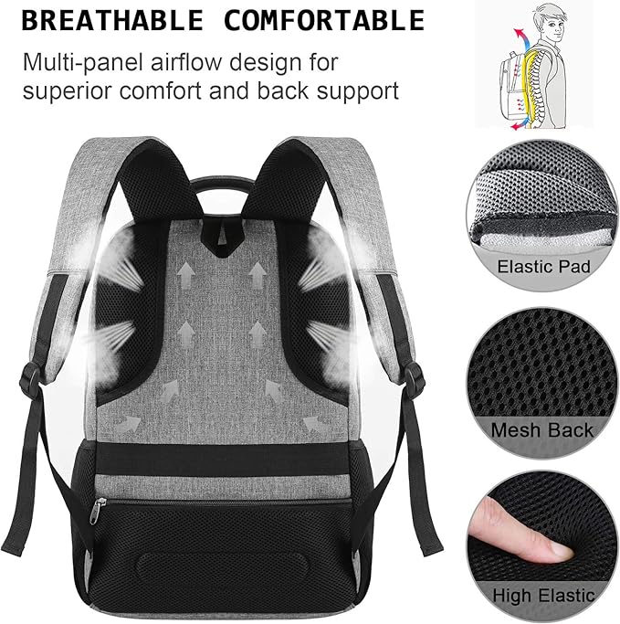 Volher Laptop Backpack,Business Travel Anti Theft Slim Durable Laptops Backpack,Water Resistant College Computer Bag for Women & Men Fits 15.6 Inch Laptop and Notebook - Grey