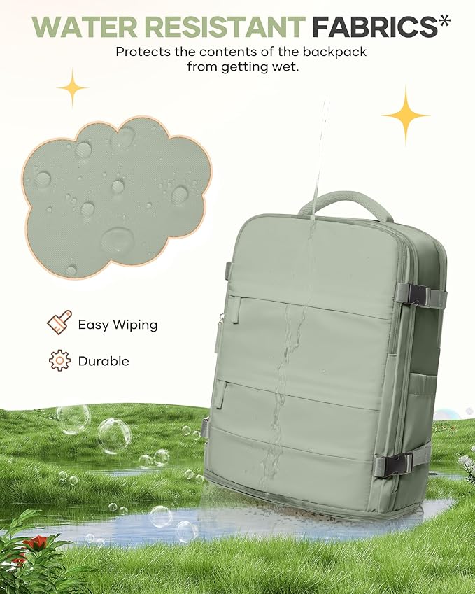 coofay Large Travel Backpack For Women Men Airline Approved Carry On Backpack Flight Approved Waterproof Sports Luggage Backpack Casual Daypack Small Hiking Backpacks Grey Green