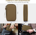 FYY Electronic Organizer, Travel Cable Organizer Bag Pouch Electronic Accessories Carry Case Portable Waterproof Double Layers Storage Bag for Cable, Charger, Phone, Earphone, Medium Size, Brown