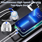 【MFi Certified】iPhone Car Charger Fast Charging, Rombica 4.8A Dual USB Smart Power Cigarette Lighter USB Car Charger with 2Pack Lightning Cable for iPhone 14 13 12 11 Pro XS Max XR SE X 8 iPad AirPods