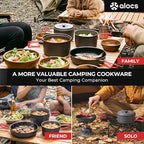 Alocs Camping Cookware Set Camping Gear, Compact Camping Pots and Pans Set, Durable Hard Alumina Camping Cooking Set for Outdoor Backpacking Camping Hiking Picnic, Included Mesh Carry Bag