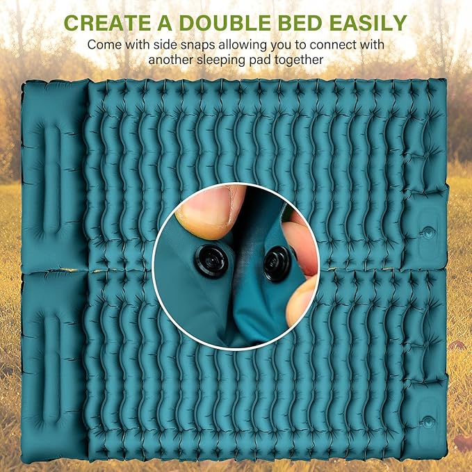 FUN PAC Camping Sleeping Pad, Ultralight Camping Mat with Pillow Built-in Foot Pump Inflatable Sleeping Pads Compact for Camping Backpacking Hiking Traveling Tent