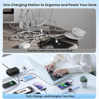 345W USB C Charger 10 in 1 Retractable Wall Charger with 2 Cables,GaN 6 USB C Charging Station Phone Charging PD Laptop Charger Adapter for MacBook Pro/Air,DELL,iPhone17/16/15,Galaxy S24,Android etc