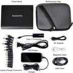 50000mAh Laptop Power Bank 5/9/12/16/19/20V Portable Laptop Battery Charger with QC3.0 USB-A Port & 12V Type-C Port for Laptop, Tablet, Smartphone and More Devices