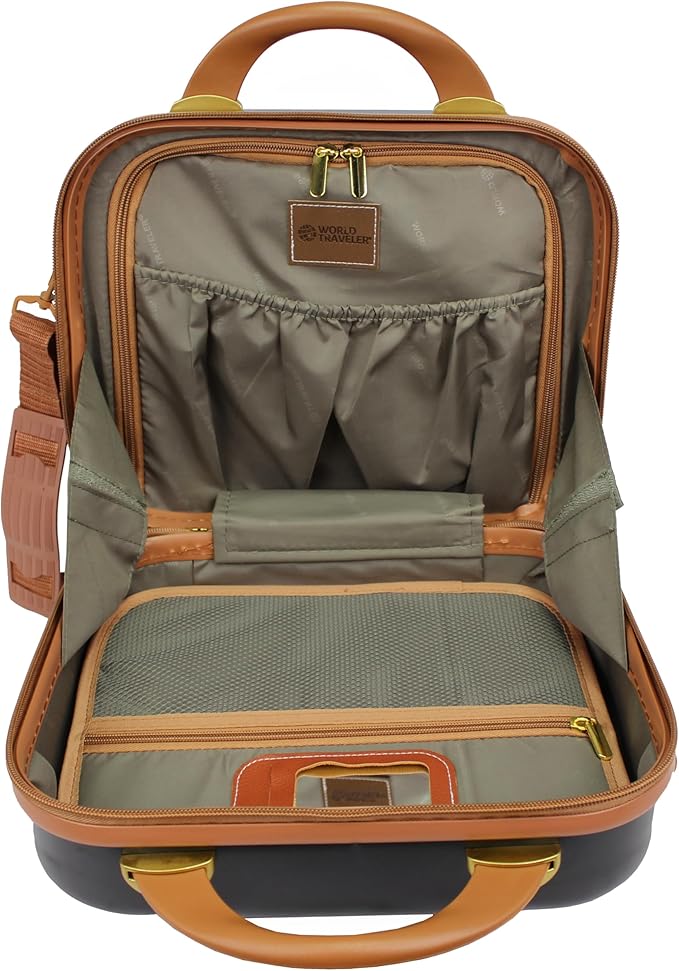 World Traveler VentureX Airline Approved 2-Piece Carry-On Luggage Set – Lightweight Hardside Polycarbonate Suitcase with Spinner Wheels - Gatsby Black