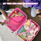 GYMAX 2Pc Kid Carry On Luggage Set, 12" & 18" Kids Suitcase with 4 Spinner Wheels, Travel Rolling Trolley