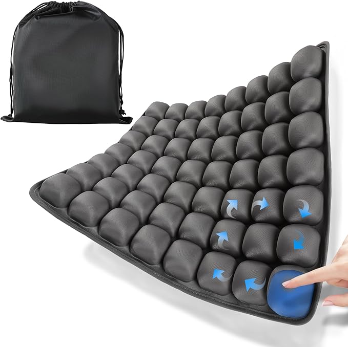 Travel Cushion, Airplane Seat Cushion for Long Flights, 56 Bubbles Portable Car Seat Cushions for Office Chair, Wheelchair, Camping, Home Living (Grey)