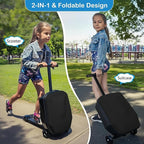 Scooter Suitcase Carry On Hardshell Ride On Suitcase Scooter for Kids Age 4-15, Multifunctional Ride On Lightweight Kids Luggage with Wheels(Black)