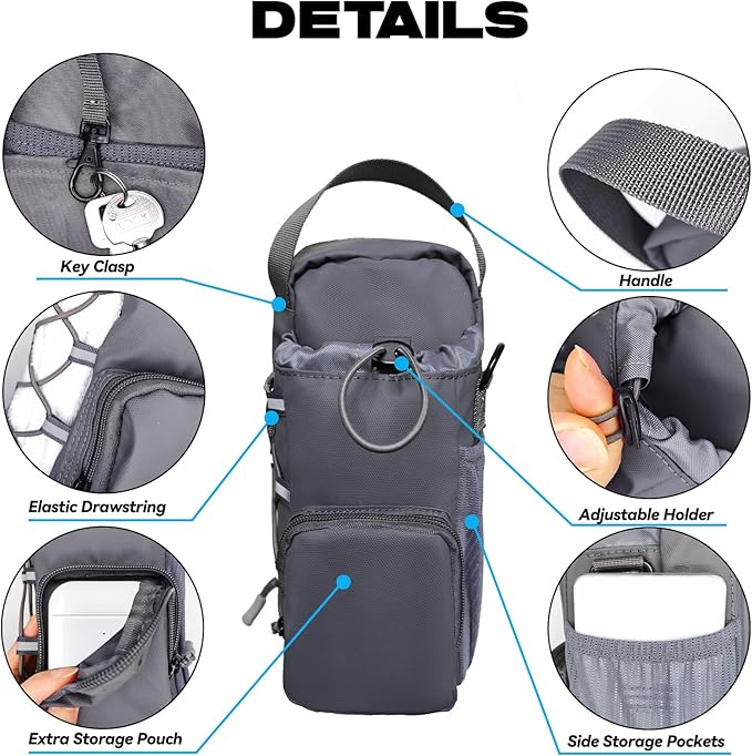 Magnetic Gym Bag for Men and Women, Magnetic Water Bottle Holder for Gym, Small Gym Bag, Gym Gifts for Women and Men (Gray, <40 OZ)