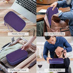 FYY Electronic Organizer, Travel Cable Organizer Bag Pouch Electronic Accessories Carry Case Portable Waterproof Double Layers Storage Bag for Cable, Charger, Phone, Earphone, Medium Size, Purple