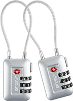 TSA Accepted Luggage Travel Lock, Set-Your-Own Combination Lock for School Gym Locker, Luggage Suitcase Baggage Locks, Filing Cabinets, Toolbox, Case (Silver, 2 Pack)