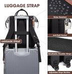 Laptop Backpack for Womem Work Bags: 18 Inch Travel BackPacks With USB Charging Port Anti Theft Durable Back Pack Fashion College BookBag Purse Bussiness Daypack for Nurse Teacher Black Grey Brown