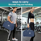 Gym Bag for Men & Women - 30L Duffel Bag with Shoe Compartment, Weekender Water Resistant Duffle Bag for Travel, Sports, Fitness & Workouts, DarkBlue
