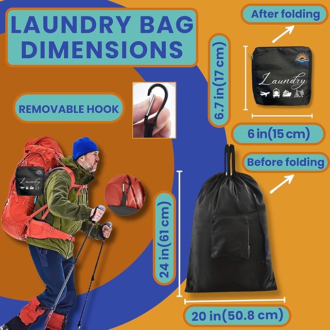 Travel Laundry Detergent Sheets Kit – 2-Size Travel Detergent Sheets + Lightweight Clothesline, Universal Sink Stopper & Foldable Laundry Bag Great for Hotels, Cruises, Camping & Trips