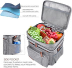 MIYCOO Lunch Bag & Lunch Box for Women Men, Double Deck Leakproof Insulated Soft Large Adult Camping Cooler bag for Work, Beach, Picnic, Travel (Grey, 15L)