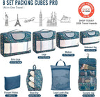 Veken 8 Set Packing Cubes for Travel Essentials, Suitcase Organizer Bags in 4 Sizes, Carry-On Luggage Accessories with Large Laundry & Hanging Toiletry Bag, Must-Have for Airplane, Road Trip & Camping