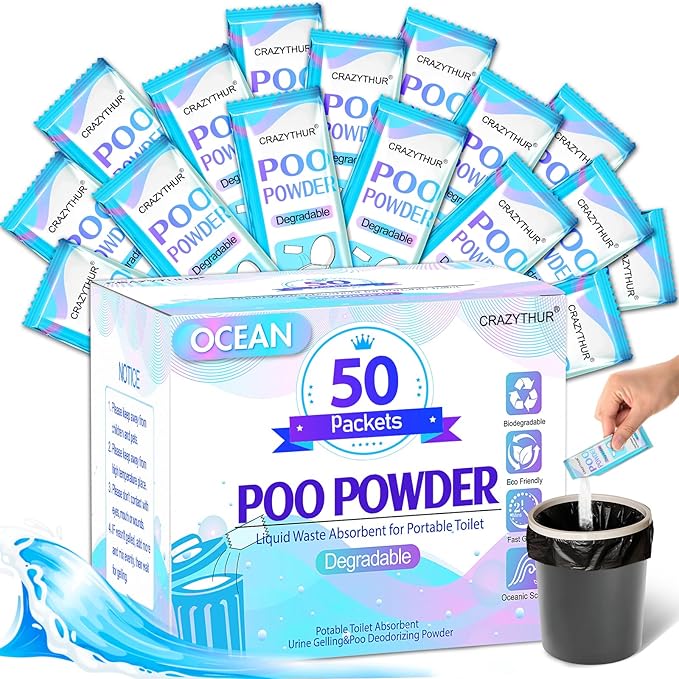 Portable Toilet Gel, Poo Powder for Portable Toilet, Camping Toilet Gel, Pee Powder, Portable Toilet Powder for Outdoor Camping and Hiking Toilet Gel Powder