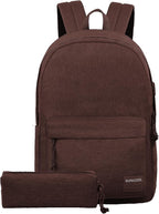 SUPACOOL Casual Laptop Backpack for Men and Women, Backpack with USB Charging Port(Coffee set)