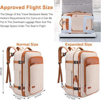 Lumesner Carry on Travel Backpacks, Extra Large 40L Flight Approved Bag for Men & Women,Expandable Suitcase Backpack With 4 Packing Cubes,Water Resistant Luggage Daypack Business Weekender Bag, Beige