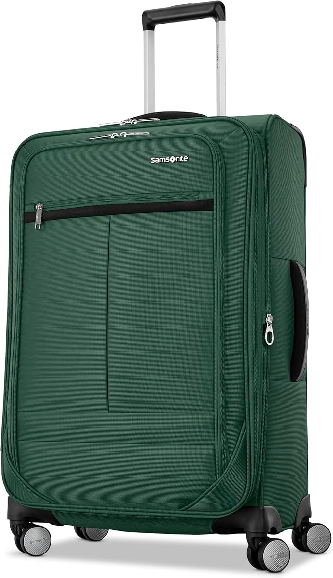 Samsonite 2-PC Soft-Sided 21/25” (Carry-On & Medium Checked), Lightweight Expandable Element Luggage Set: 2 Front Pockets & Side Pocket, Four Spinner Wheels, Adjustable Handle, Durable- Bistro Green