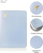 Passport Holder for Travel Essentials,RFID Blocking Passport Cover Case for Travel Accessories,Travel Wallet for Women Men (Light Blue)
