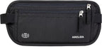 RFID Blocking Money Belt - Passport Holder & Travel Wallet, Slim Hidden Fanny Packs for Women Men - Black