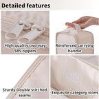 tianzong Travel Shoe Bag with Handle Holds 2 Pairs of Shoes, Shoe Packing Cubes for Travel (Beige, 2 Pack)