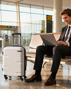 Coolife Carry On Luggage 22x14x9 Airline Approved Hardside PC+ABS Suitcase with TSA Lock, Lightweight Rolling Travel Luggage with Spinner Wheels(White, 20in)