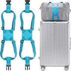 Travelkin Luggage Straps - Bungees for Suitcases, Add a Bag, Travel Bag Bungee Belt for Luggage Carry On (Blue 2 Pack)