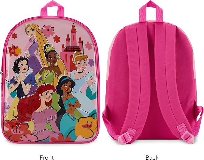 Disney Princess Backpack for Kids - Cute & Durable Kids Backpack for Girls with Padded Straps & Zip Compartment - Ideal Toddler Bookbag for School & Travel - 15”