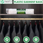 PARTY BARGAINS 40 x 20 Inch Disposable Clear Garment Bags, 100 Pack – Heavy-Duty Plastic Clothes Covers for Suits Dresses Coats, Closet & Travel