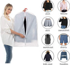 MsKitchen 6 Pack Short Garment Bags (24x31") - Dustproof Covers for Kids Clothes - Durable PEVA Storage Bags with Sturdy Zipper for Dance Costumes, Tops & Folded Pants (Translucent)