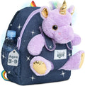 Naturally KIDS 【Upgraded】 Medium Backpack w Removable Purple Unicorn Toy for Girls Age 4-7 | Side&Inner Pockets, Reflective Logo, Sparkling Material | Unicorn Gifts for 5 Year Old Girls – Medium size