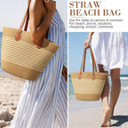 Beach Bags for Women, Summer Straw Beach Bag Straw Purse Shoulder Handbags Large Beach Tote for Summer Vacation