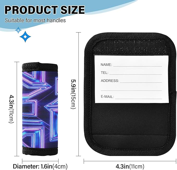 Dazzling Neon Triangle Digital Gemstone Comfortable Wraps Luggage Tags Handles Wrap Grips for Suitcases