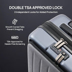 NINETYGO Carry On Luggage 22X14X9 Airline Approved with Front Pocket, 20 Inch Luggage with Front Compartment, Expandable, Double Spinner Wheels, Hardsided PC, TSA Lock (Cool Grey, Seine Max)
